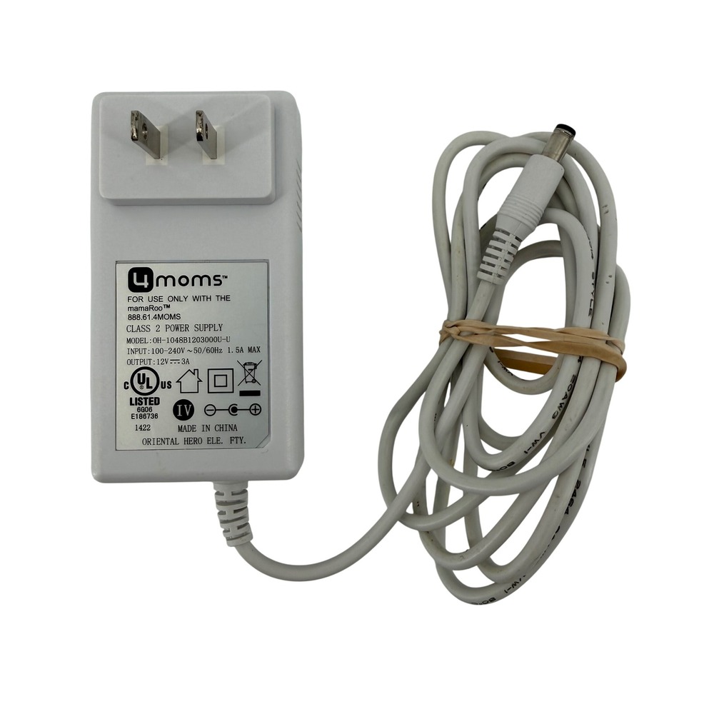 4moms‎ mamaRoo Swing DC Power Cord Supply Adapter White 12V 3A Wall Plug Charger